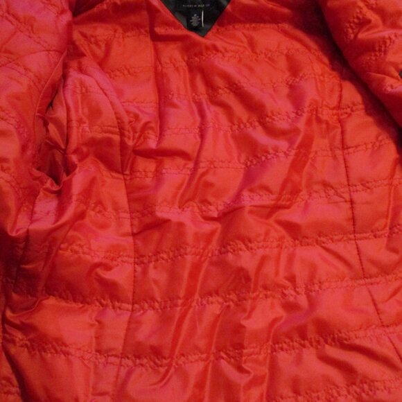 Tommy Hilfiger Woman Medium Black Red Brown Full Zip Faux Fur Hooded Coat - Picture 3 of 10